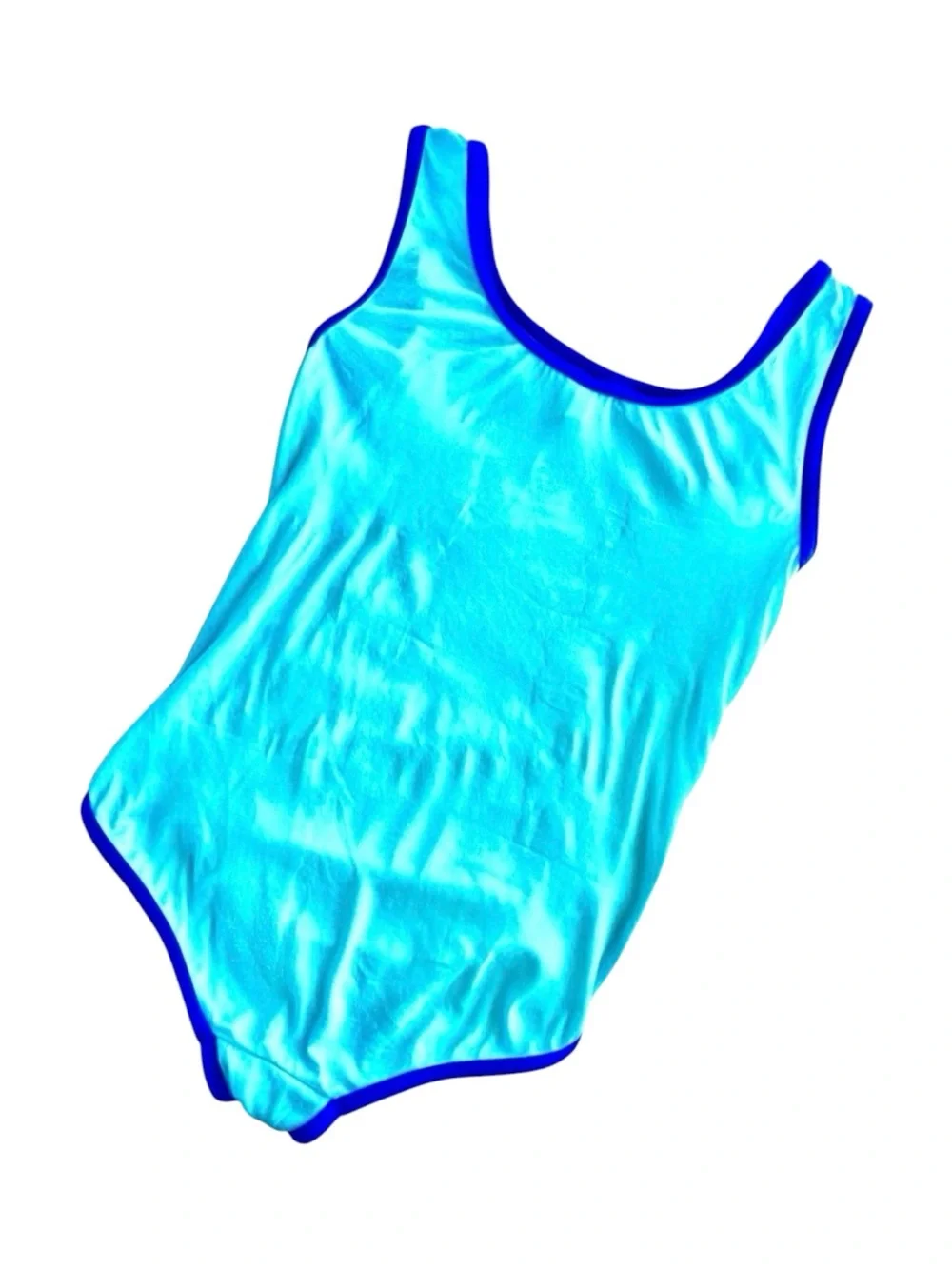 Mini Boden Girls Swimsuit 🌈 Aqua Rainbow Appliqué One‑Piece Size 7–8Y 128 cm